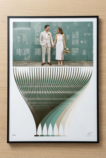 Spectra Depth Hueprint Museum-Grade Print — overhead view of the colour composition and archival paper (sold unframed)